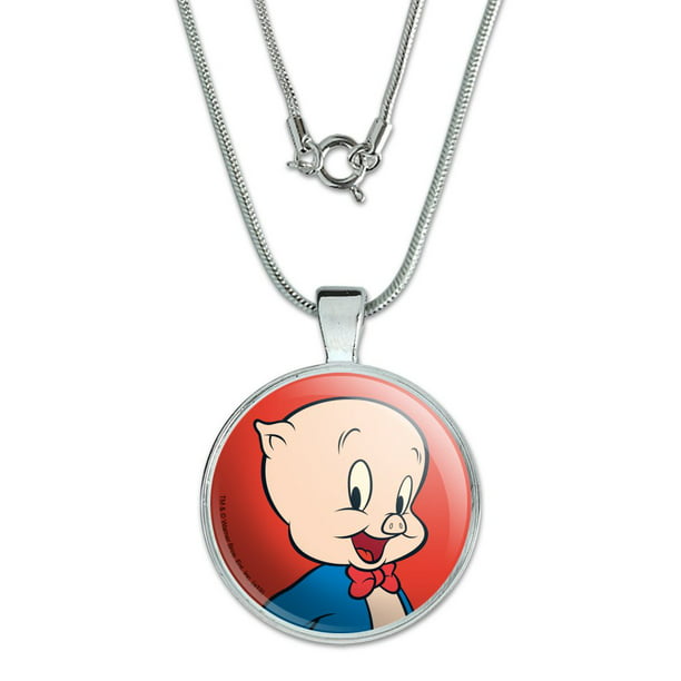 GRAPHICS & MORE Looney Tunes Porky Pig 1 Pendant with Sterling Silver Plated Chain 